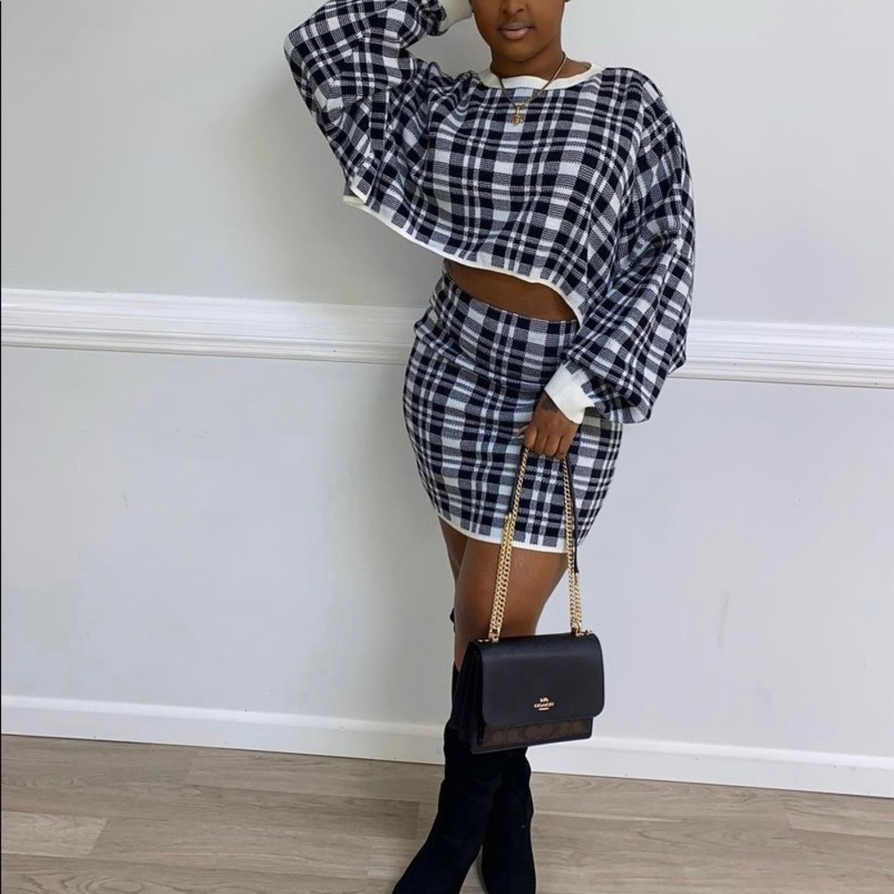 White & Black skirt set